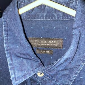Zara Man Blue Casual Button Down Shirt